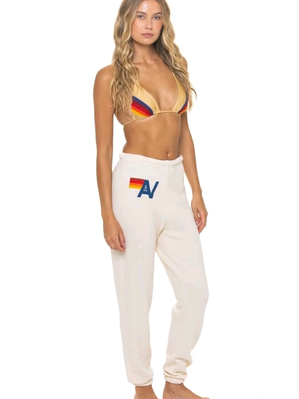 Aviator Nation Logo Sweatpants Vintage White Small